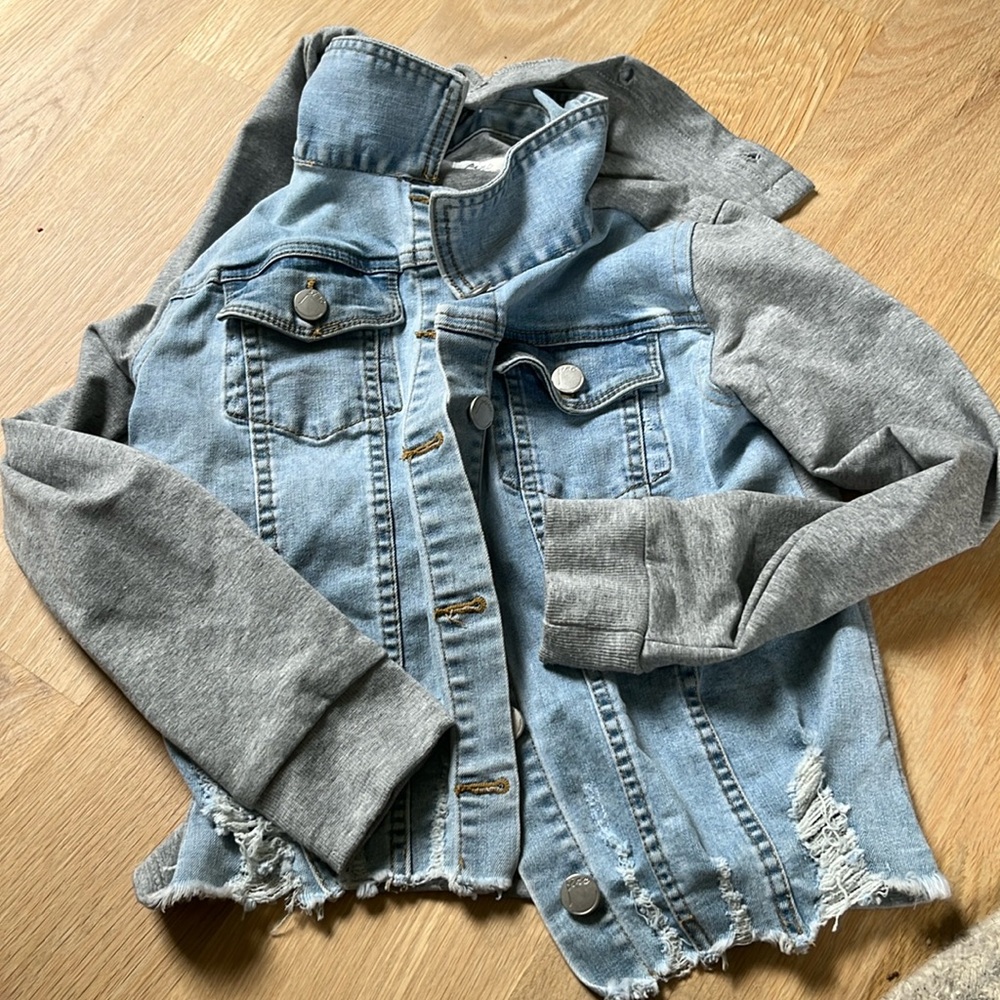 Girls denim and sweatshirt jacket